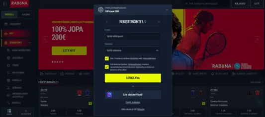 Rabona vedonlyönti rekisteröinti