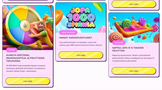 Tikkari Kasinon kampanjoista löytyy muun muassa cashback-bonus