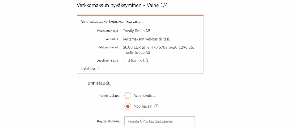 Voom Casinon nopea talletus Trustlyn kautta