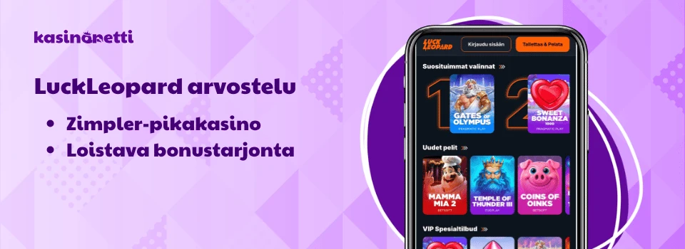 LuckLeopard on kasino ilman rekisteröitymistä, joka tarjoaa rutkasti bonuksia