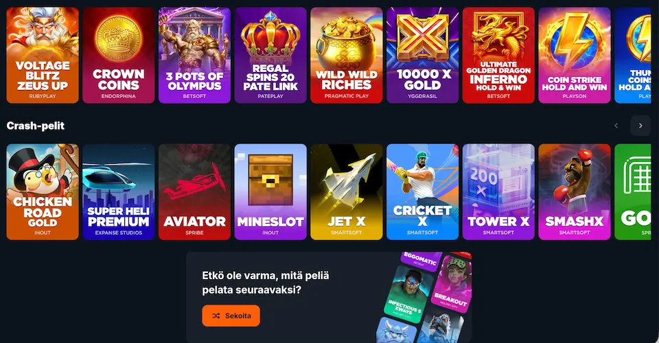 LuckLeopard Casinon pelitarjonta