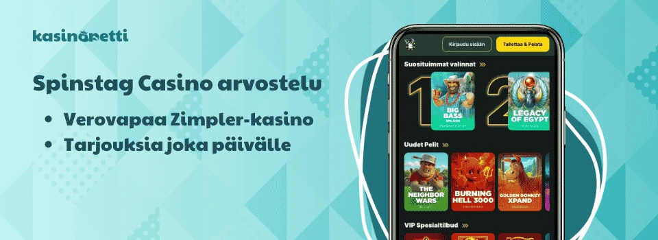 Spinstag on Zimpler Pay N Play -kasino, joka tarjoaa bonuksia päivittäin