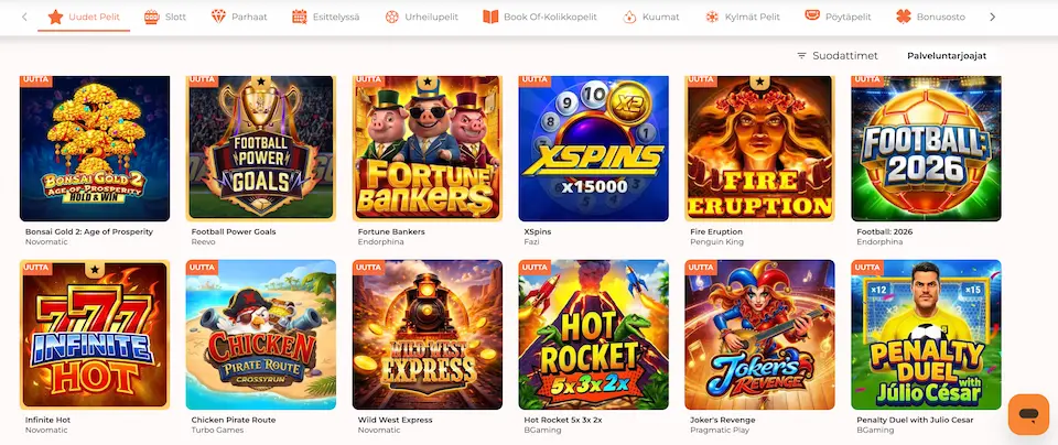 Spininio Casinon uusimpia kolikkopelejä