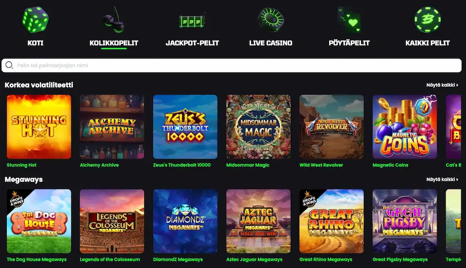 Beazt Casinon pelit ja pelihaku