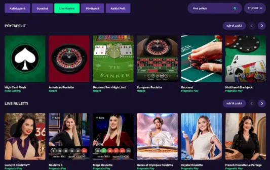 Pelifantti Casinon livepelit
