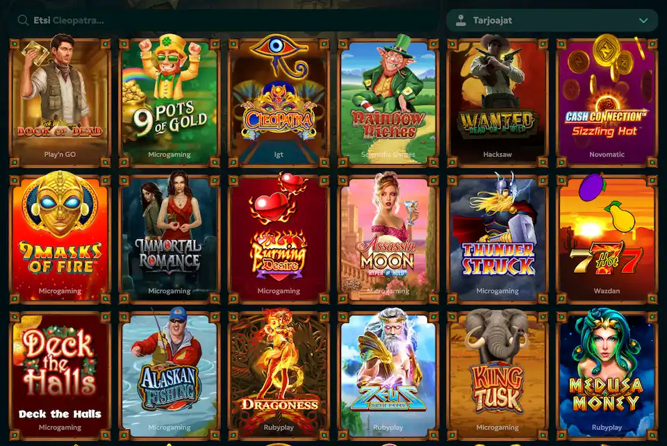 Rivo Casinon pelivalikoima sisältää rutkasti kolikkopelejä