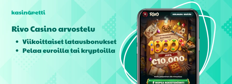 Rivo Casino on kryptoystävällinen nettikasino, joka tarjoaa bonuksia viikoittain