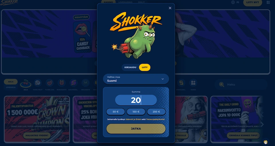 Shokker Casinon talletusikkuna