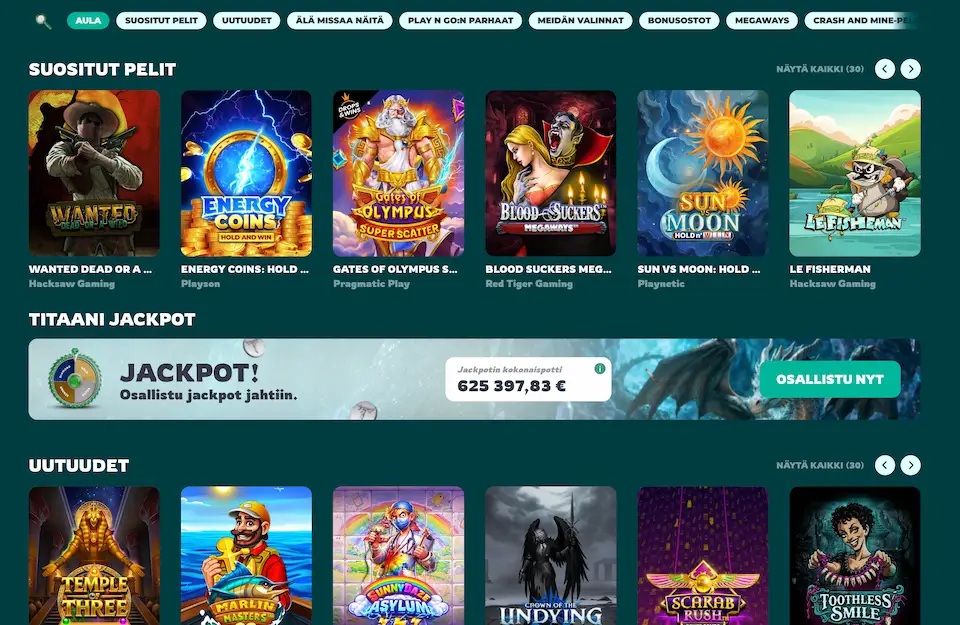 Titaani Casinon peliaulasta löytyy yli 4 000 kasinopeliä