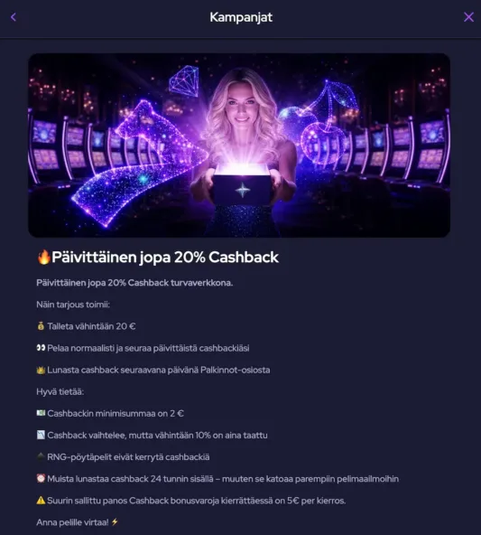 Chill Spins Kasinolla jaossa päivittäinen cashback