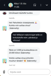 Betbay Casinon live chat -ikkuna