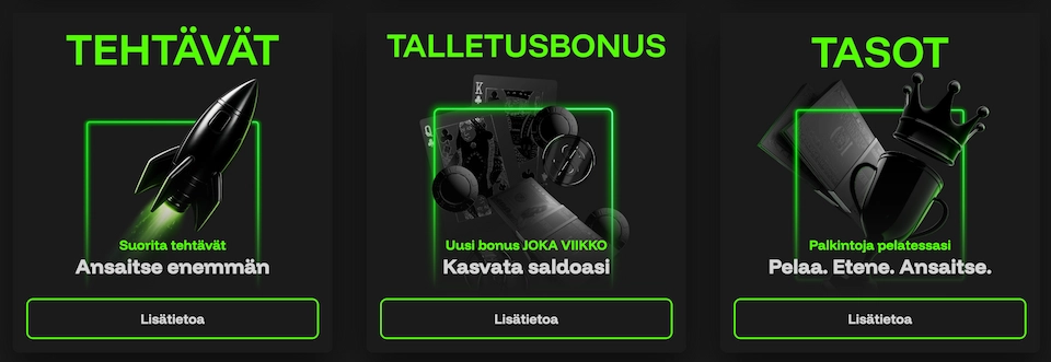 InstaCasino tarjoaa bonusten lisäksi myös tehtäviä