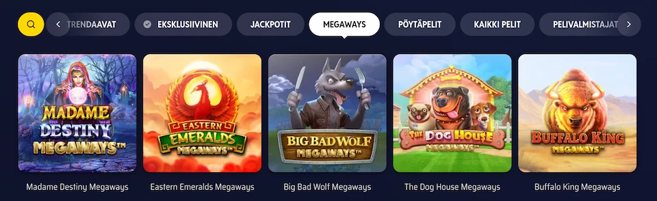 OneRush Casinolta löytyy myös Megaways-pelejä