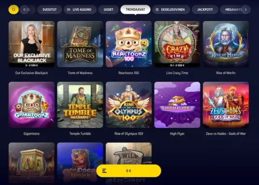 OneRush Casinon suositut kasinopelit