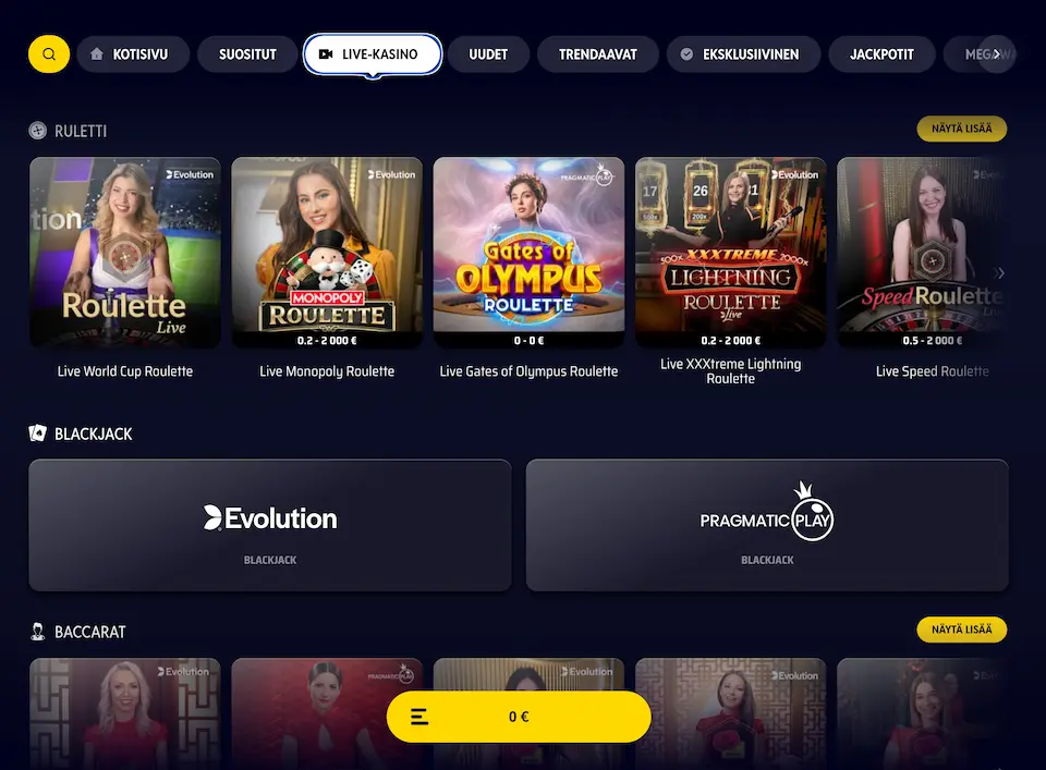 OneRush Casino livepelit