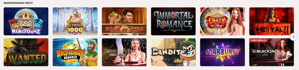 711 Casino suositut kasinopelit
