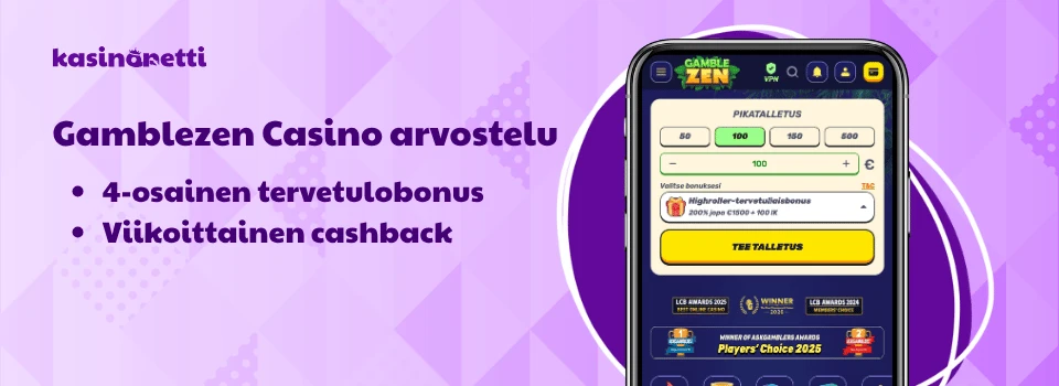 Gamblezen Casino on tarjoaa tervetulobonuksen ja käteispalautuksia
