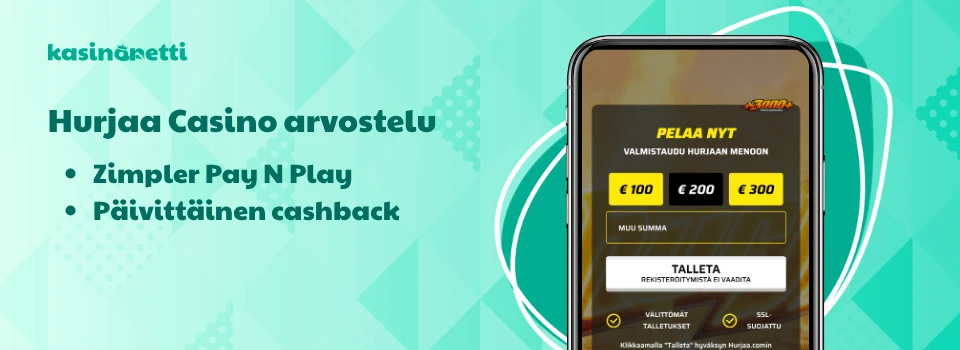 Hurjaa Casino -päivittäisen cashbackin tarjoava pikakasino