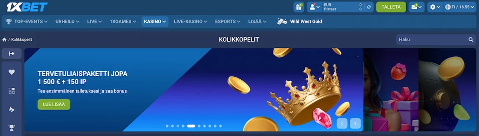 1xBet casinon tervetulobonus