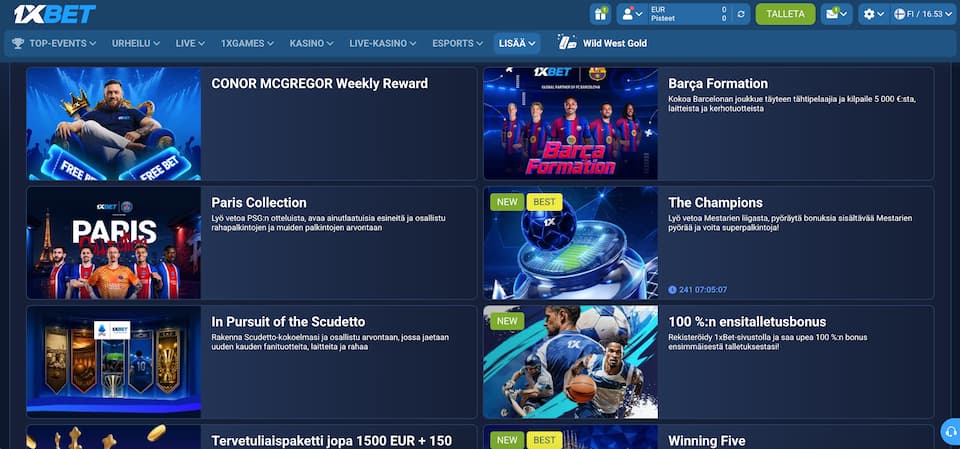 1xBet Casinon kampanjat