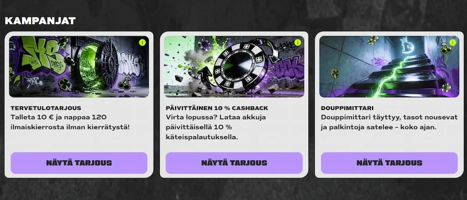 Douppi Casinon bonuksia