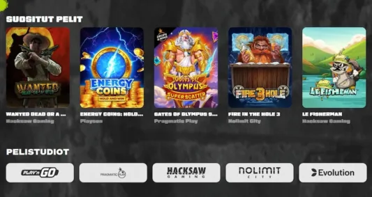 Douppi Casinon pelivalikoimaa