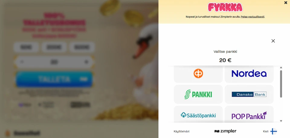 Fyrkka Kasinon maksutapahtuma
