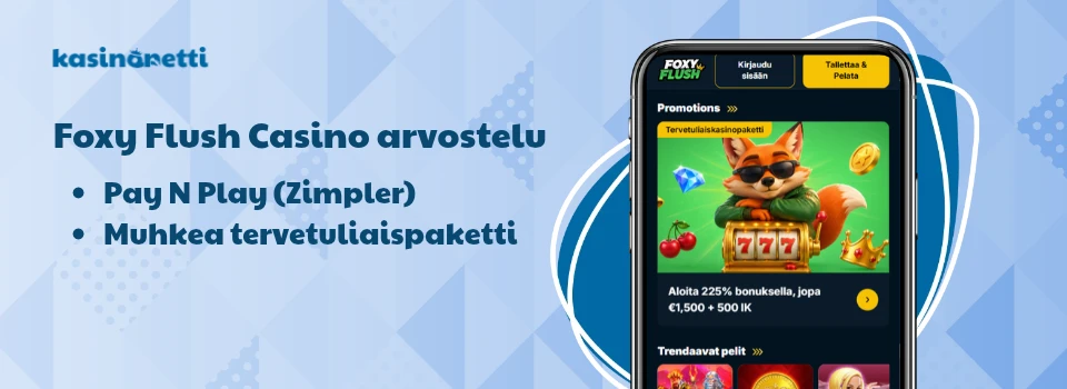 Foxy Flush Casinon etusivu puhelimen näytöllä