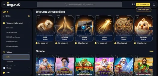 Bitguruz Casino pelivalikoima on kattava