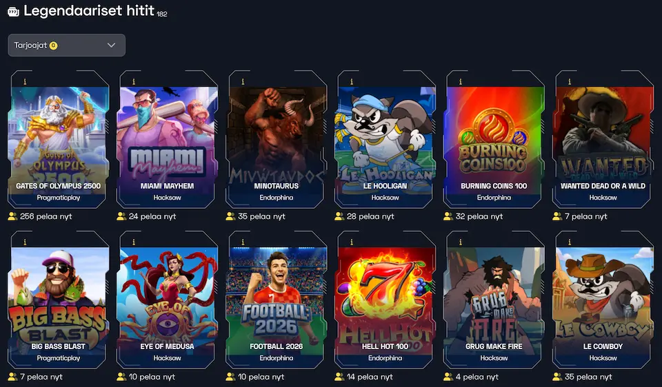 Bitguruz Casinon listaamat legendaariset slotit