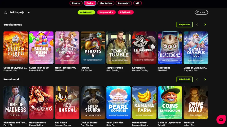 Kirpee Casino pelivalikoima