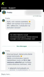 Kirpee Casinon asiakaspalvelu chatin kautta