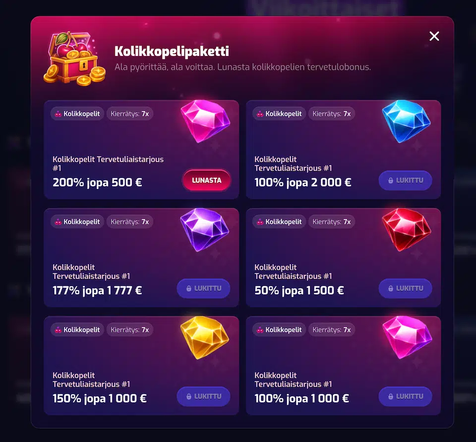 Trixino Casinon 6-osainen tervetuliaisbonus